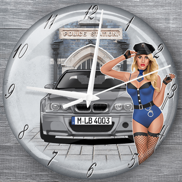 M3 moderne Wanduhr personalisiert mit deinem Auto u. Kennzeichen!