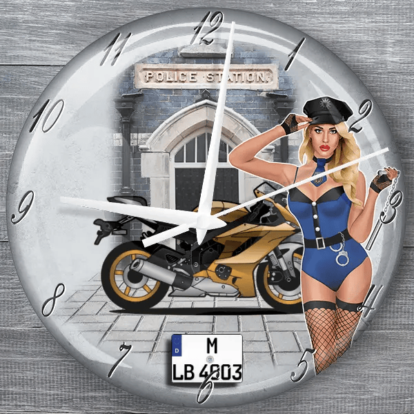 YZF-R6 moderne Wanduhr personalisiert mit deinem Motorrad u. Kennzeichen!
