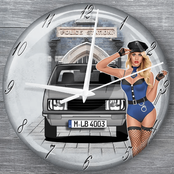 104 moderne Wanduhr personalisiert mit deinem Auto u. Kennzeichen!