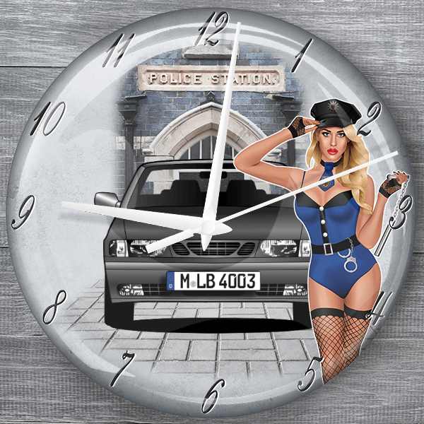 9-3 moderne Wanduhr personalisiert mit deinem Auto u. Kennzeichen!