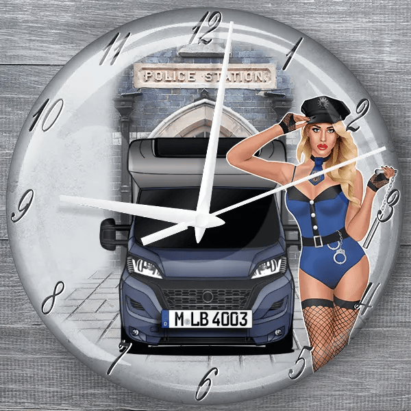 Kreos L 5009 moderne Wanduhr personalisiert mit deinem Wohnwagen u. Kennzeichen!