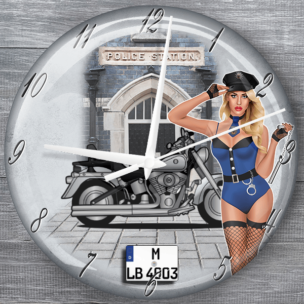 FLSTF Fat Boy moderne Wanduhr personalisiert mit deinem Motorrad u. Kennzeichen!