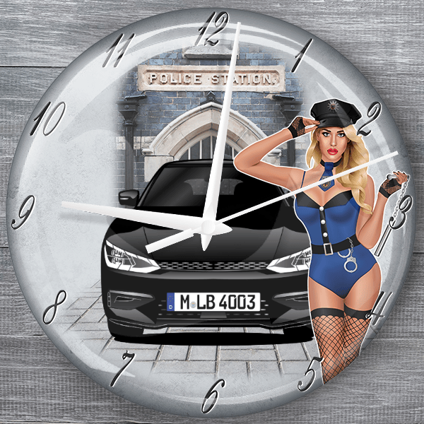 EV6 GT-Line moderne Wanduhr personalisiert mit deinem Auto u. Kennzeichen!