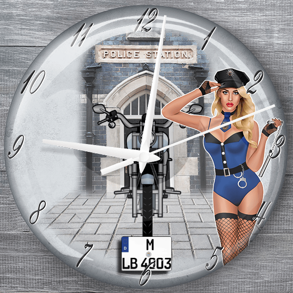 Softail Standart moderne Wanduhr personalisiert mit deinem Motorrad u. Kennzeichen!