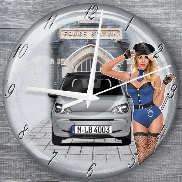 e-Up moderne Wanduhr personalisiert mit deinem Auto u. Kennzeichen!