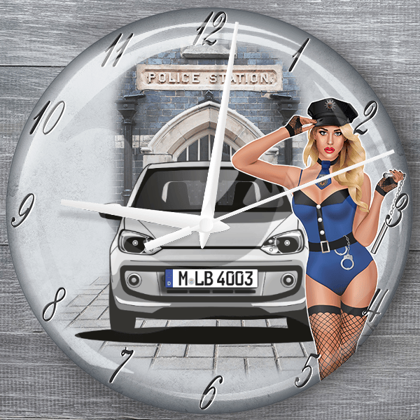 Up moderne Wanduhr personalisiert mit deinem Auto u. Kennzeichen!
