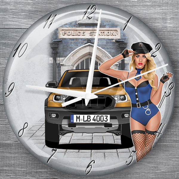 Ranger Double Cab moderne Wanduhr personalisiert mit deinem Auto u. Kennzeichen!