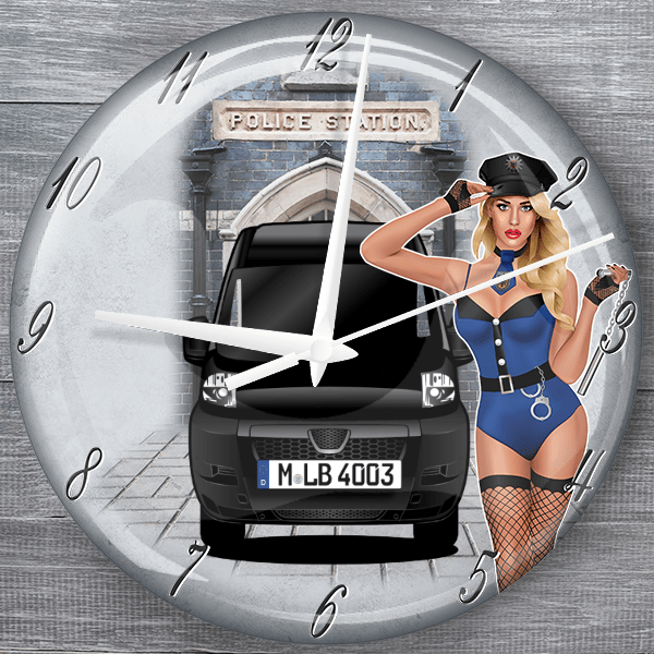 Boxer moderne Wanduhr personalisiert mit deinem Auto u. Kennzeichen!