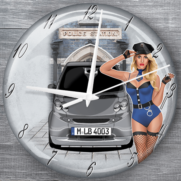 ForTwo Brabus moderne Wanduhr personalisiert mit deinem Auto u. Kennzeichen!