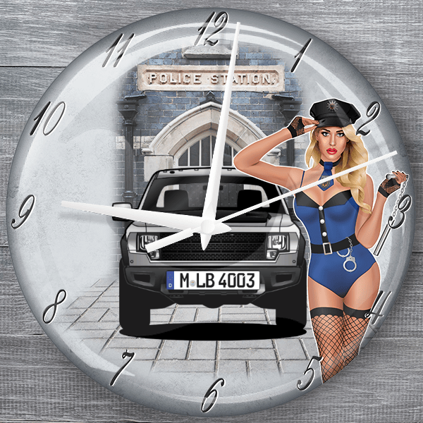 Raptor moderne Wanduhr personalisiert mit deinem Auto u. Kennzeichen!