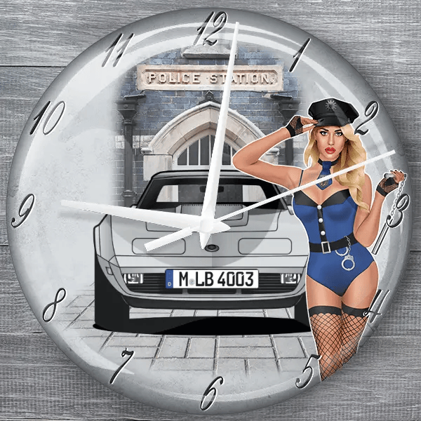 Corvette C3 Cabriolet moderne Wanduhr personalisiert mit deinem Auto u. Kennzeichen!