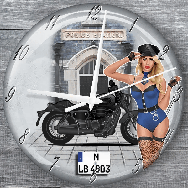V302 C moderne Wanduhr personalisiert mit deinem Motorrad u. Kennzeichen!
