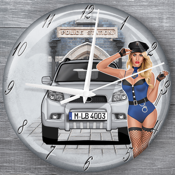 Terios moderne Wanduhr personalisiert mit deinem Auto u. Kennzeichen!