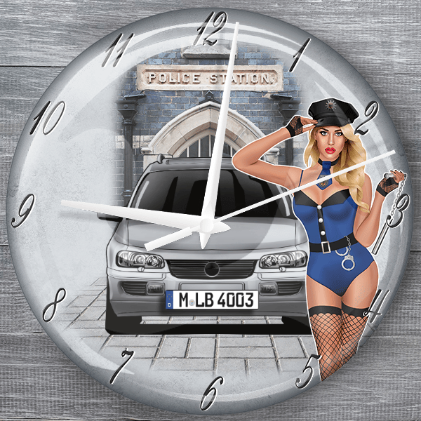 Omega Limousine moderne Wanduhr personalisiert mit deinem Auto u. Kennzeichen!