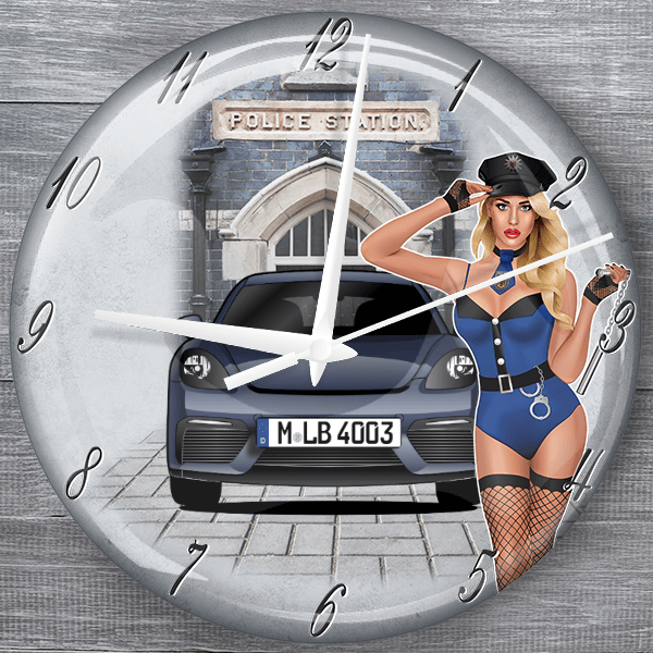 Cayman GT4 moderne Wanduhr personalisiert mit deinem Auto u. Kennzeichen!