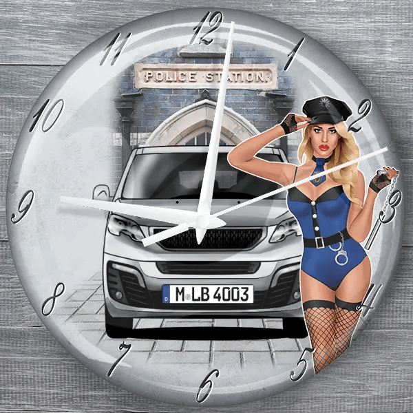 Traveller moderne Wanduhr personalisiert mit deinem Auto u. Kennzeichen!