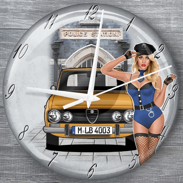 1750 Berlina moderne Wanduhr personalisiert mit deinem Auto u. Kennzeichen!