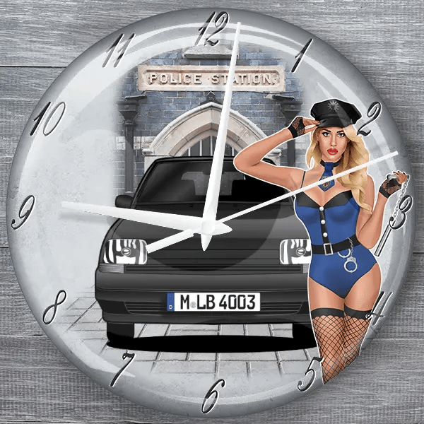 5 (5-Türer) moderne Wanduhr personalisiert mit deinem Auto u. Kennzeichen!