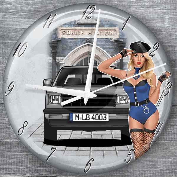 S-10 moderne Wanduhr personalisiert mit deinem Auto u. Kennzeichen!