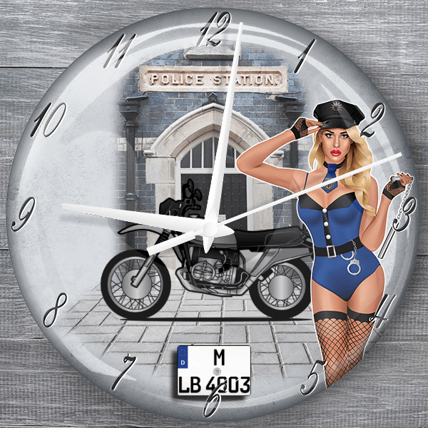 R 80 moderne Wanduhr personalisiert mit deinem Motorrad u. Kennzeichen!