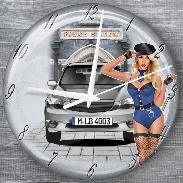 Tribute moderne Wanduhr personalisiert mit deinem Auto u. Kennzeichen!