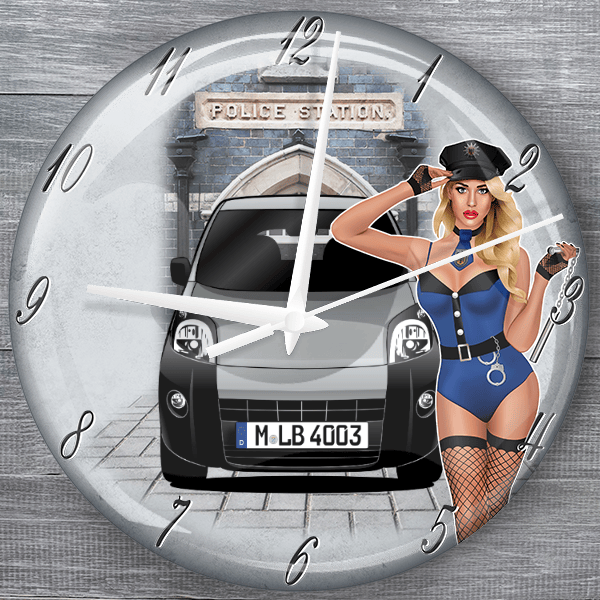 Fiorino moderne Wanduhr personalisiert mit deinem Auto u. Kennzeichen!