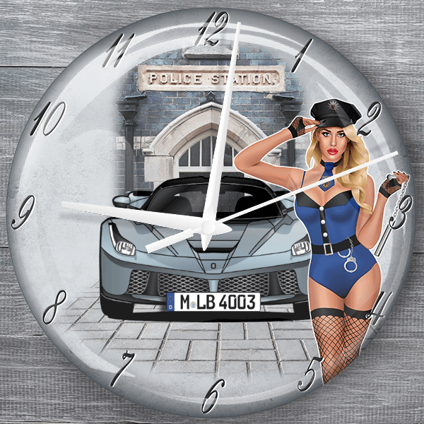 Laferrari Coupe moderne Wanduhr personalisiert mit deinem Auto u. Kennzeichen!