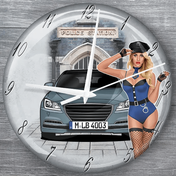 Genesis moderne Wanduhr personalisiert mit deinem Auto u. Kennzeichen!