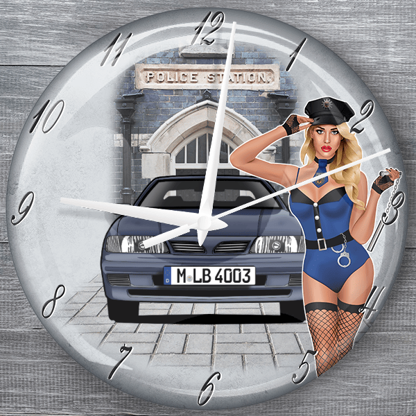 Almera Limousine moderne Wanduhr personalisiert mit deinem Auto u. Kennzeichen!