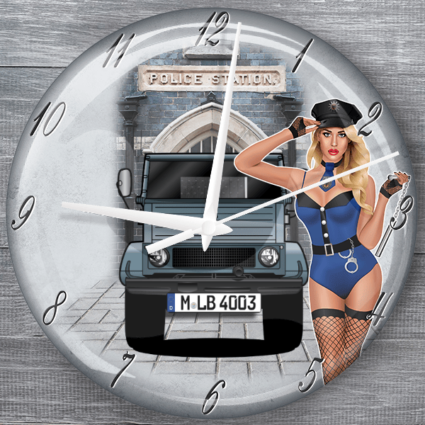 Unimog Baureihe 411 moderne Wanduhr personalisiert mit deinem LKW u. Kennzeichen!