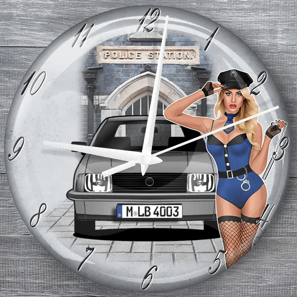 Rekord Caravan moderne Wanduhr personalisiert mit deinem Auto u. Kennzeichen!