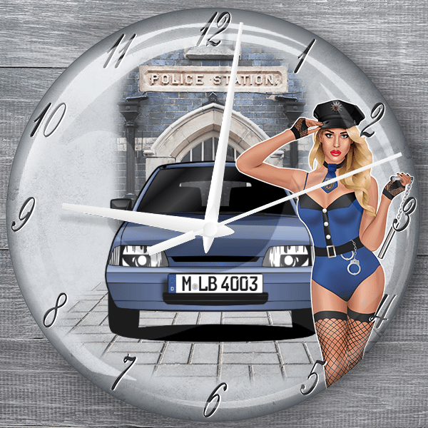 AX (5-Türer) moderne Wanduhr personalisiert mit deinem Auto u. Kennzeichen!