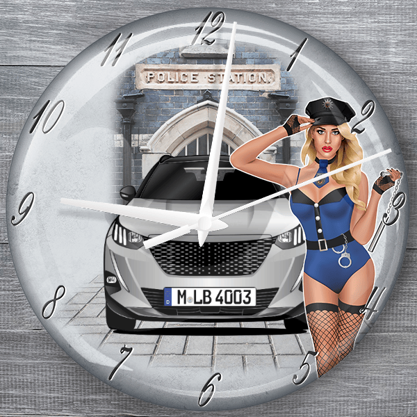 e-2008 moderne Wanduhr personalisiert mit deinem Auto u. Kennzeichen!