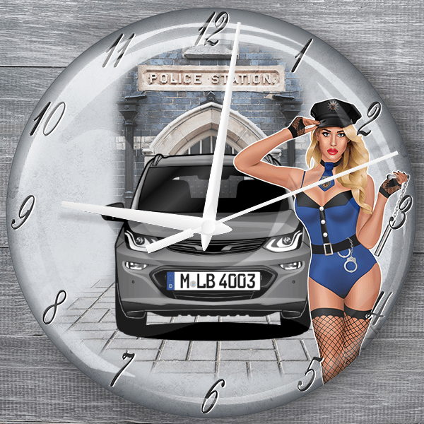 Ampera-e moderne Wanduhr personalisiert mit deinem Auto u. Kennzeichen!