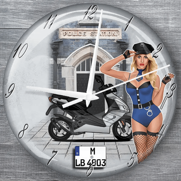 SR 50 moderne Wanduhr personalisiert mit deinem Motorrad u. Kennzeichen!