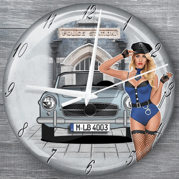 190 SL moderne Wanduhr personalisiert mit deinem Auto u. Kennzeichen!