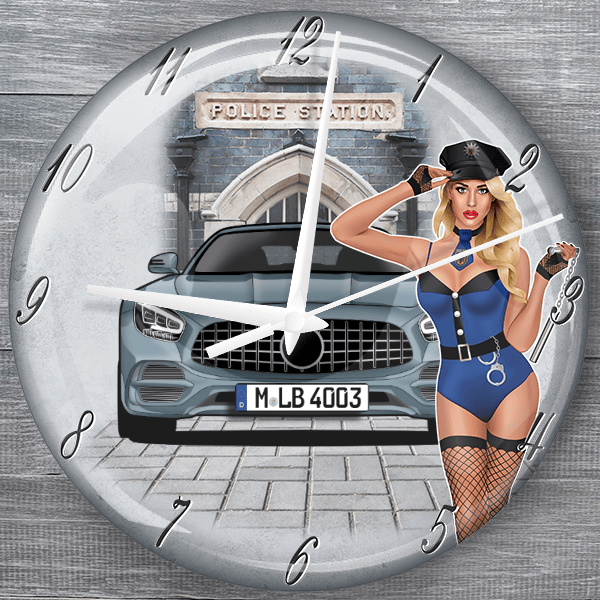 AMG GT moderne Wanduhr personalisiert mit deinem Auto u. Kennzeichen!