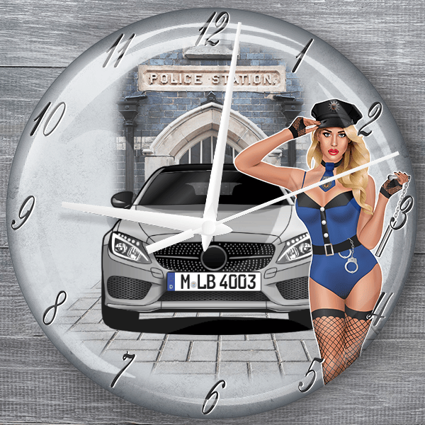 C 43 AMG moderne Wanduhr personalisiert mit deinem Auto u. Kennzeichen!