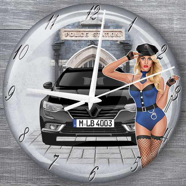 Talisman moderne Wanduhr personalisiert mit deinem Auto u. Kennzeichen!