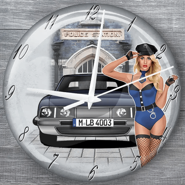 SM (3-Türer) moderne Wanduhr personalisiert mit deinem Auto u. Kennzeichen!