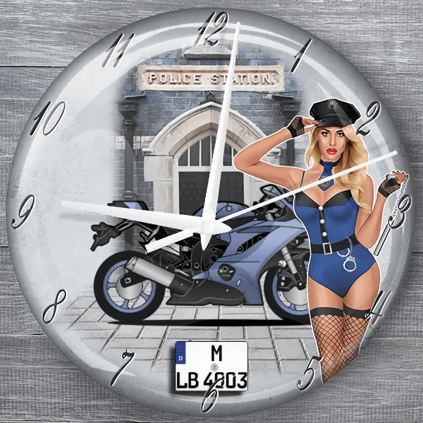 YZF-R6 moderne Wanduhr personalisiert mit deinem Motorrad u. Kennzeichen!