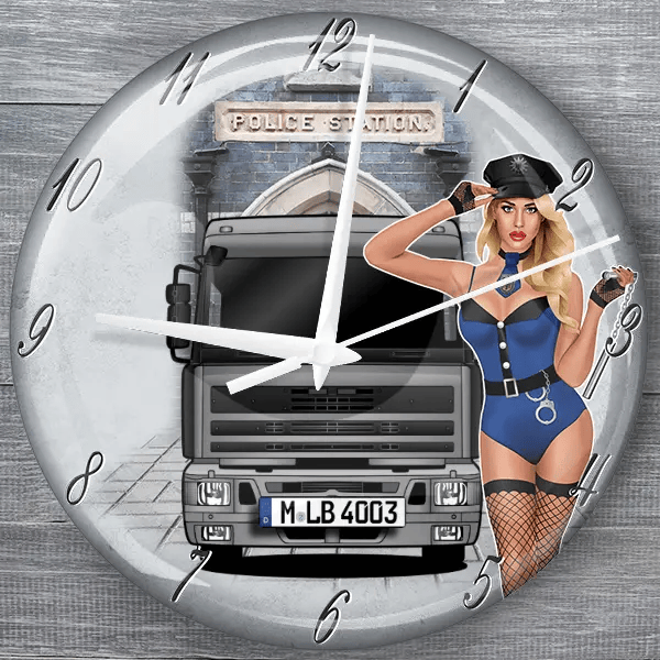 95 moderne Wanduhr personalisiert mit deinem LKW u. Kennzeichen!