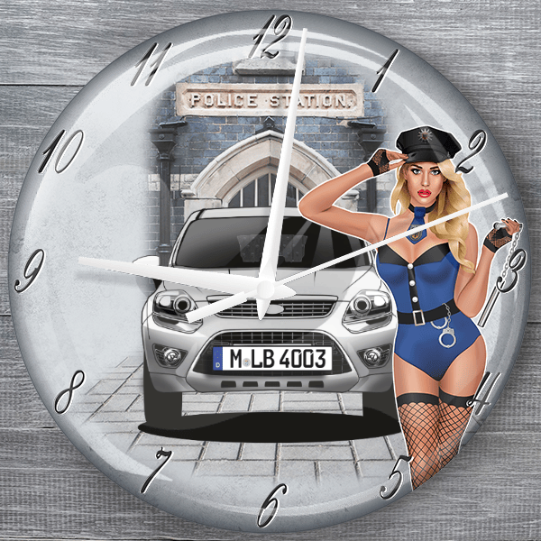 Kuga moderne Wanduhr personalisiert mit deinem Auto u. Kennzeichen!