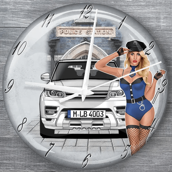 Sport SVR moderne Wanduhr personalisiert mit deinem Auto u. Kennzeichen!