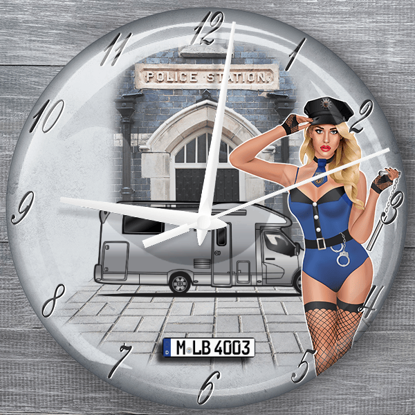 Kentucky moderne Wanduhr personalisiert mit deinem Campinganhänger u. Kennzeichen!