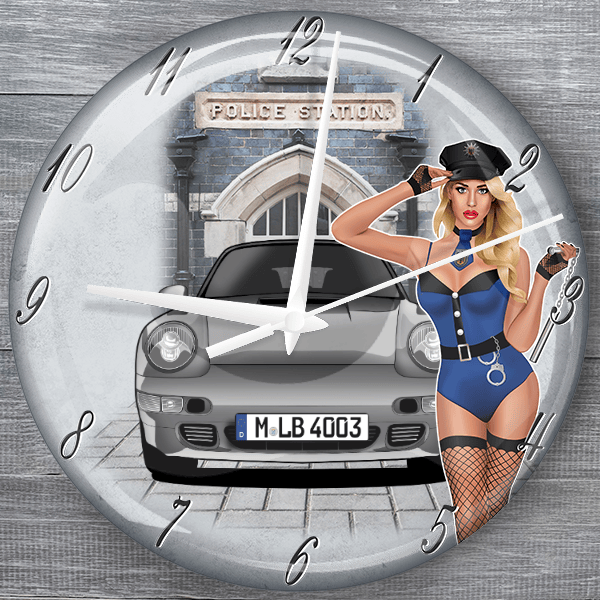 993 Coupe moderne Wanduhr personalisiert mit deinem Auto u. Kennzeichen!
