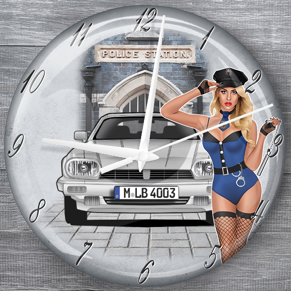 XJS moderne Wanduhr personalisiert mit deinem Auto u. Kennzeichen!