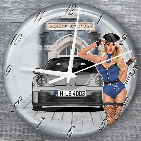 911 992.2 GT3 RS moderne Wanduhr personalisiert mit deinem Auto u. Kennzeichen!