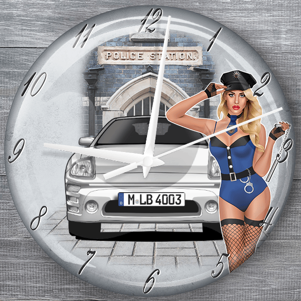 Eclipse moderne Wanduhr personalisiert mit deinem Auto u. Kennzeichen!