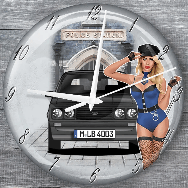 Escort RS 2000 moderne Wanduhr personalisiert mit deinem Auto u. Kennzeichen!
